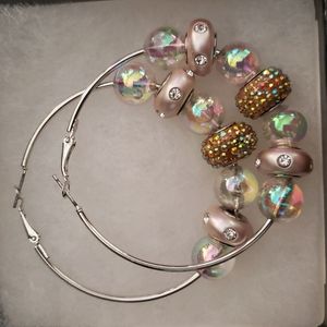3/$20 | Silver, gold, & iridescent beaded hoop earrings